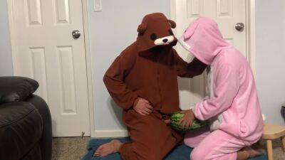 Handjob With Watermelon Then Eats It In Bunny Onesie Pajamas - upornia