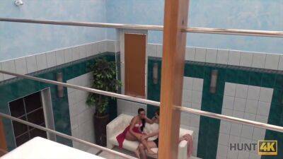 Young cuckold let stranger nail slutty girlfriend by pool - sexu.com - Czech Republic