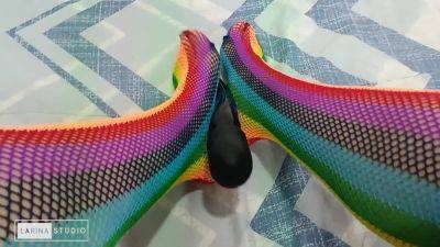 Foot Fetish With Sexy Colored Stockings - upornia.com - Colombia