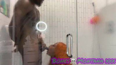 Ebony BBW Shower Fun with Juicy T & Bones Montana - veryfreeporn.com